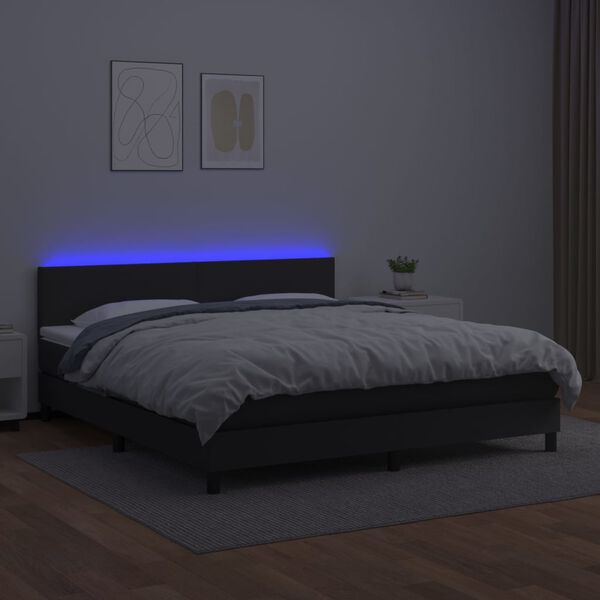 vidaXL fehér műbőr rugós ágy matraccal és LED-del 180x200 cm