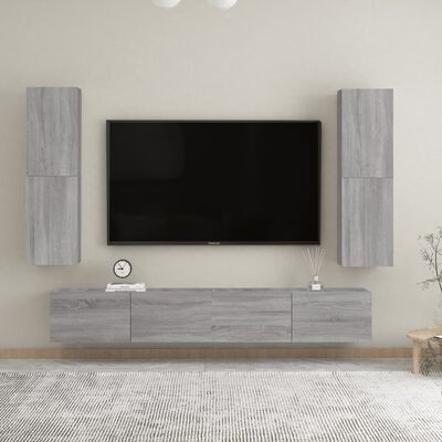 vidaXL 2 db szürke sonoma színű fali TV-szekrény 30,5 x 30 x 110 cm