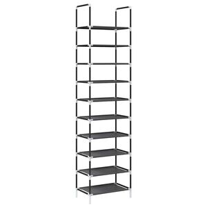 vidaXL fekete nem szőtt sz&ouml;vetből cipő&aacute;llv&aacute;ny 10 szintes 44x28x180 cm