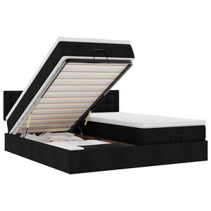 vidaXL Ottom&aacute;n &aacute;gykeret matracokkal Fekete 160x200cm sz&ouml;vet