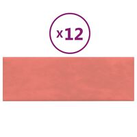 vidaXL 12 db rózsaszín bársony fali panel 90 x 30 cm 3,24 m²