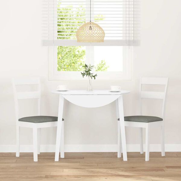 vidaXL 2 db fehér tömörfa gumiból készült étkezőszékek párnákkal