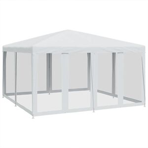 vidaXL feh&eacute;r HDPE rendezv&eacute;nys&aacute;tor 8 h&aacute;l&oacute;s oldalfallal 4 x 4 m