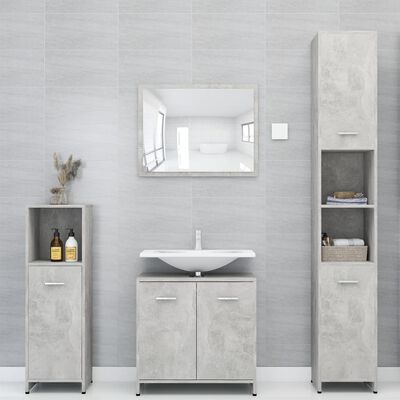 vidaXL betonszürke forgácslap fürdőszobaszekrény 30 x 30 x 95 cm