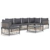 vidaXL 7 r&eacute;szes antracitsz&uuml;rke polyrattan kerti &uuml;lőgarnit&uacute;ra p&aacute;rn&aacute;kkal