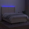 vidaXL kr&eacute;msz&iacute;nű sz&ouml;vet rug&oacute;s &eacute;s LED-es &aacute;gy matraccal 140x190cm
