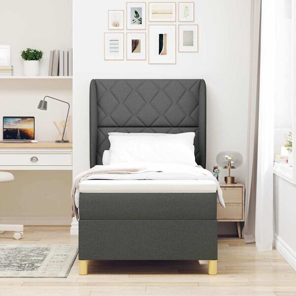 vidaXL Boxspring &aacute;gy matraccal S&ouml;t&eacute;tsz&uuml;rke 90x190 cm Sz&ouml;vet sz&ouml;vet
