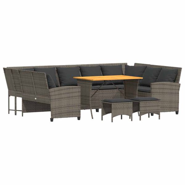 vidaXL 4 r&eacute;szes sz&uuml;rke polyrattan kerti &uuml;lőgarnit&uacute;ra p&aacute;rn&aacute;kkal