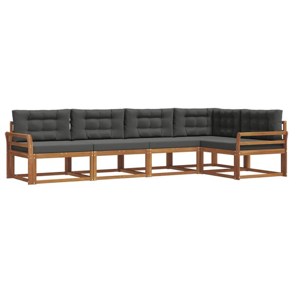 vidaXL K&uuml;lt&eacute;ri kanap&eacute; szett p&aacute;rn&aacute;val 5 pcs Term&eacute;szetes &eacute;s antracit