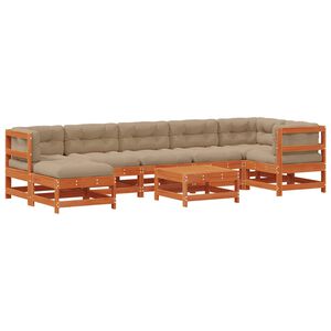 vidaXL Kerti lounge szett 8 db Viaszbarna T&ouml;m&ouml;r Fenyőfa