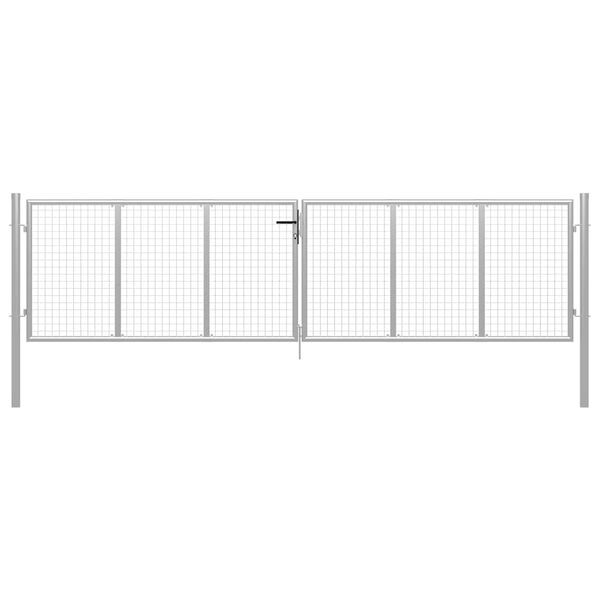 vidaXL ez&uuml;st sz&iacute;nű horganyzott ac&eacute;l kerti kapu 400 x 100 cm