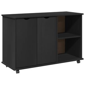 vidaXL G&ouml;rgős szekr&eacute;ny Fekete 100 x 39 x 65,5 cm T&ouml;m&ouml;r fenyőfa