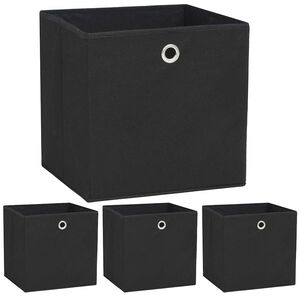 vidaXL 4 db fekete, nem szőtt t&aacute;rol&oacute;doboz 32 x 32 x 32 cm