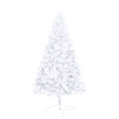 vidaXL fehér megvilágított fél műkarácsonyfa gömb szettel 240 cm