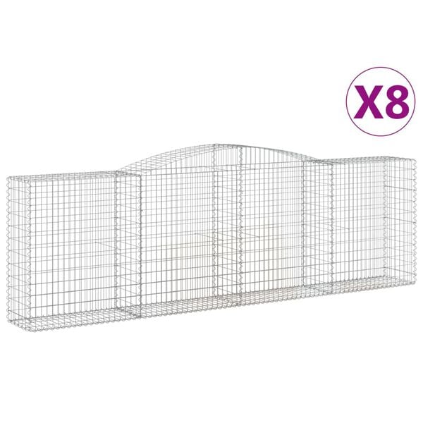 vidaXL 8 db íves horganyzott vas gabion kosár 400x50x120/140 cm