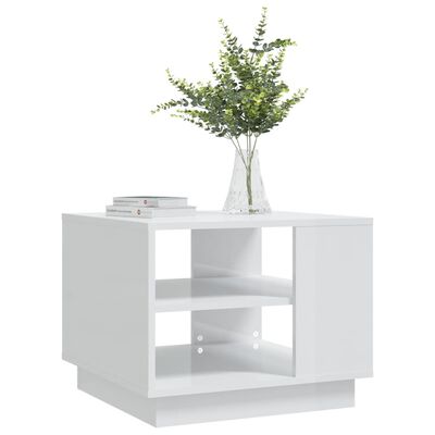 vidaXL magasfényű fehér szerelt fa dohányzóasztal 55x55x43 cm