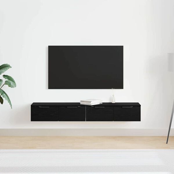 vidaXL Fali szekr&eacute;ny 2 pcs Fekete t&ouml;lgy 68 x 30 x 20 cm Faanyag