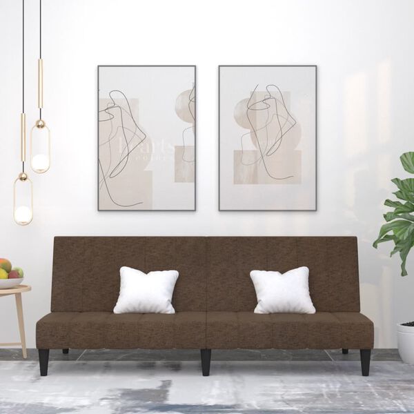 vidaXL k&eacute;tszem&eacute;lyes barna mikrosz&aacute;las sz&ouml;vet kanap&eacute;&aacute;gy