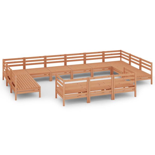 vidaXL 13 r&eacute;szes m&eacute;zbarna t&ouml;m&ouml;r fenyőfa kerti &uuml;lőgarnit&uacute;ra