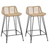 vidaXL B&aacute;rsz&eacute;k 2 db Term&eacute;szetes 44 x 45 x 76 cm Rattan &eacute;s ac&eacute;l