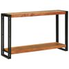 vidaXL Konzolasztal polcokkal Barna 120 x 33 x 75 cm T&ouml;m&ouml;r Ak&aacute;cfa
