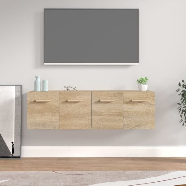 vidaXL 2 db sonoma t&ouml;lgy sz&iacute;nű szerelt fa faliszekr&eacute;ny 60x36,5x35 cm