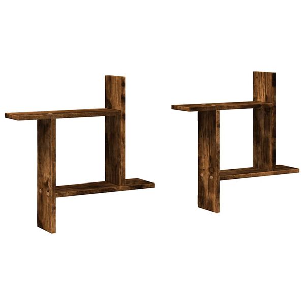 vidaXL 2 db f&uuml;st&ouml;s t&ouml;lgy sz&iacute;nű szerelt fa fali polc 50 x 12 x 50 cm