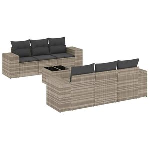 vidaXL 7 r&eacute;szes vil&aacute;gossz&uuml;rke polyrattan kerti &uuml;lőgarnit&uacute;ra p&aacute;rn&aacute;kkal