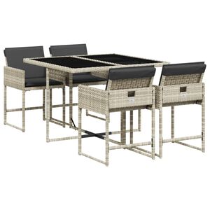 vidaXL 5r&eacute;szes vil&aacute;gossz&uuml;rke polyrattan kerti &eacute;tkezőgarnit&uacute;ra p&aacute;rn&aacute;val