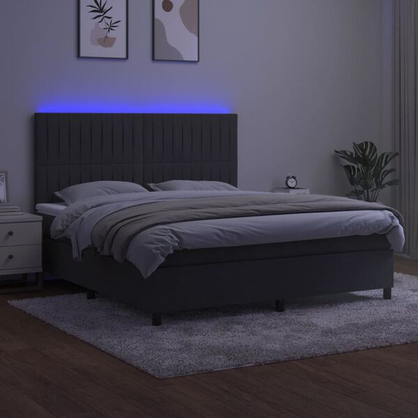 vidaXL s&ouml;t&eacute;tsz&uuml;rke b&aacute;rsony rug&oacute;s &eacute;s LED-es &aacute;gy matraccal 180x200 cm