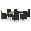 vidaXL 7-r&eacute;szes k&uuml;lt&eacute;ri polyrattan &eacute;tkezőszett p&aacute;rn&aacute;kkal