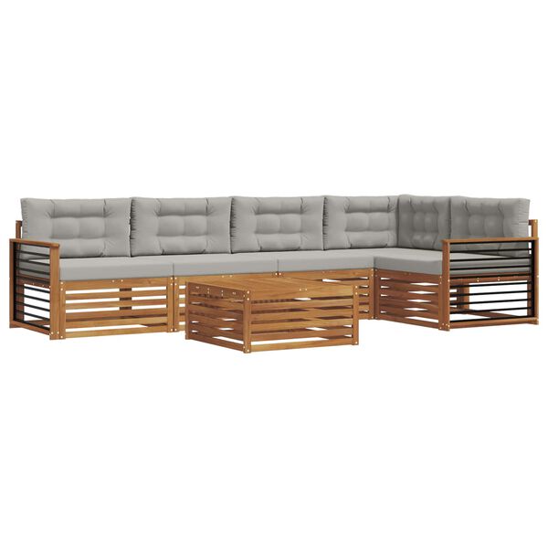 vidaXL K&uuml;lt&eacute;ri kanap&eacute; szett 6 pcs Term&eacute;szetes &eacute;s Vil&aacute;gossz&uuml;rke