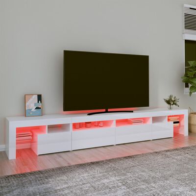 vidaXL magasfényű fehér TV-szekrény LED lámpákkal 260x36,5x40 cm