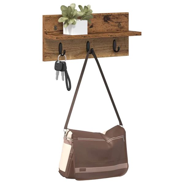 vidaXL Fali Kab&aacute;thorog t&aacute;rol&oacute;val &Ouml;reg fa 40 x 10,5 x 18 cm Faanyag