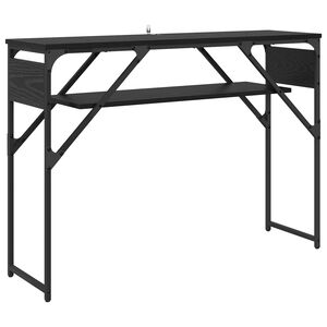 vidaXL Konzolasztal Fekete t&ouml;lgy Szerelt Fa 105x30x75cm