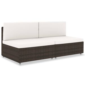 vidaXL 2 szem&eacute;lyes barna elemes polyrattan kanap&eacute;