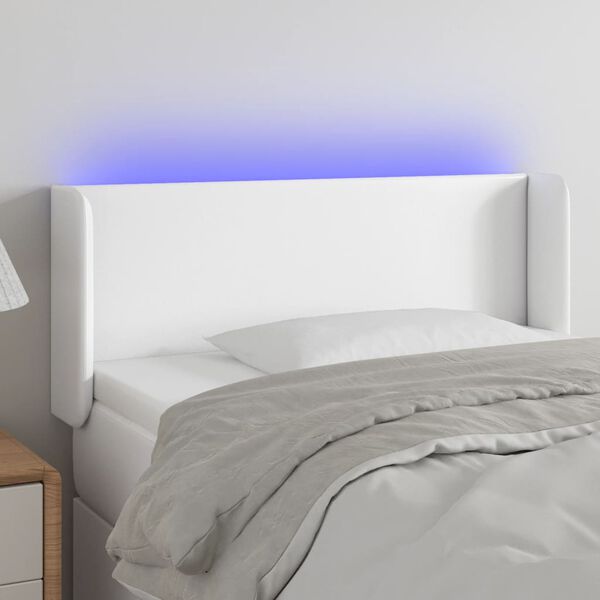 vidaXL feh&eacute;r műbőr LED-es fejt&aacute;mla 103x16x78/88 cm