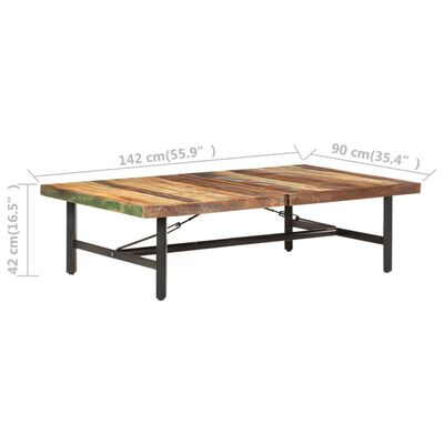 vidaXL tömör újrahasznosított fa dohányzóasztal 142 x 90 x 42 cm