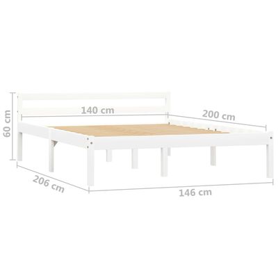 vidaXL fehér tömör fenyőfa ágykeret 140 x 200 cm