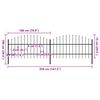 vidaXL fekete acél kerti kerítés lándzsás tetejű 359 x 100 cm