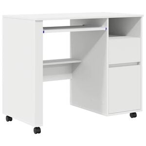 vidaXL Kerekes &iacute;r&oacute;asztal Feh&eacute;r Szerelt Fa 91 x 50 x 77 cm