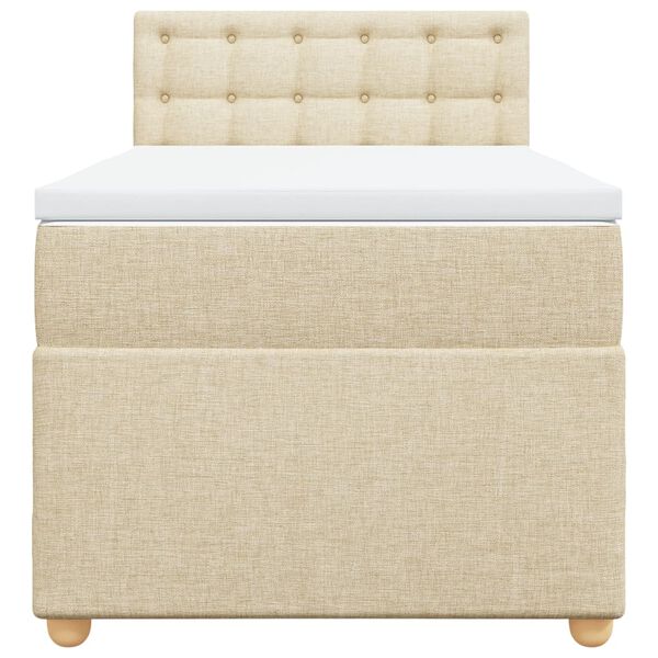 vidaXL krémszínű szövet rugós ágy matraccal 90 x 200 cm