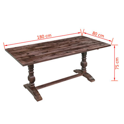 vidaXL összecsukható tömör akácfa asztal 180 x 80 x 75 cm
