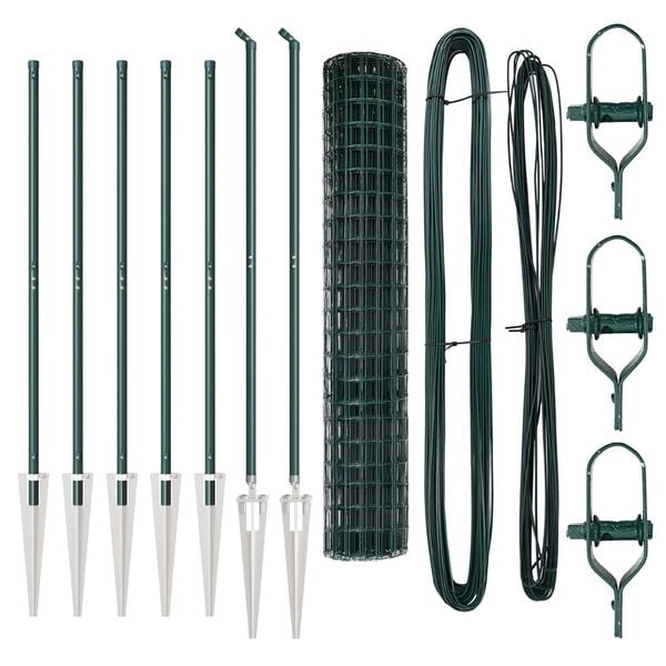 vidaXL Ker&iacute;t&eacute;s oszlopokkal Z&ouml;ld 1,5 x 10 m Ac&eacute;l