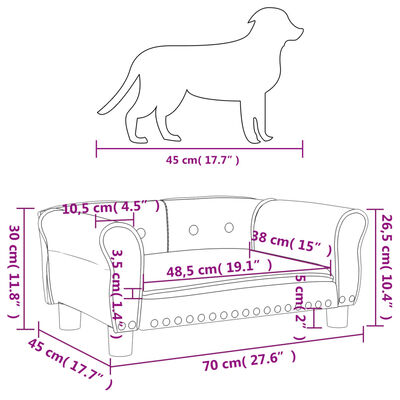 vidaXL krémszínű bársony kutyaágy 70 x 45 x 30 cm