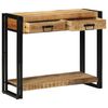 vidaXL Konzolasztal fi&oacute;kkal Barna 90 x 33 x 75 cm T&ouml;m&ouml;r Mang&oacute;f&aacute;t