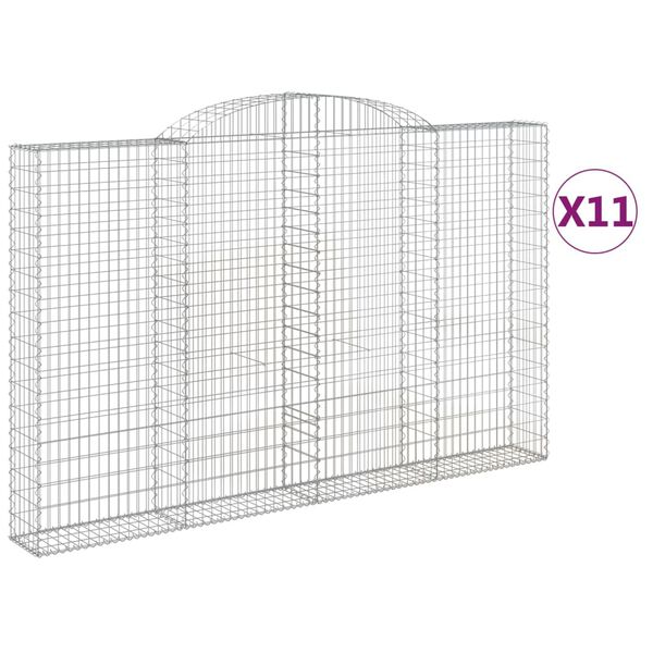vidaXL 11 db &iacute;ves horganyzott vas gabion kos&aacute;r 300x30x180/200 cm