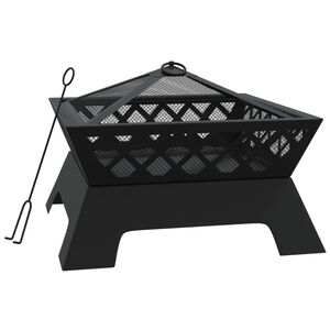 vidaXL ac&eacute;l XXL m&eacute;retű tűzt&aacute;l piszkavassal 50 cm
