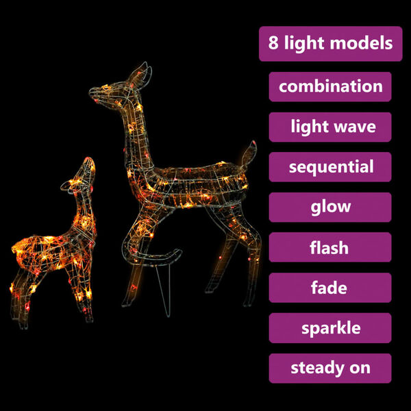 vidaXL 160 LED-es színes akril karácsonyi rénszarvascsalád
