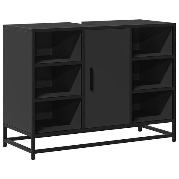 vidaXL fekete szerelt fa f&uuml;rdőszobai mosd&oacute;szekr&eacute;ny 80 x 33 x 60 cm